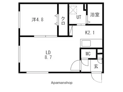 南19西8マンション(1LDK/1階)の間取り写真