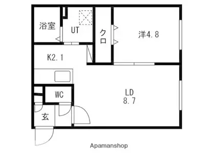 南19西8マンション(1LDK/2階)の間取り写真
