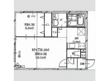 HERO YAMAHANA1(1LDK/3階)の間取り写真