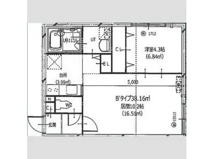 HERO YAMAHANA1(1LDK/2階)の間取り写真