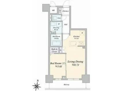 ジュノール札幌植物園(1LDK/11階)の間取り写真