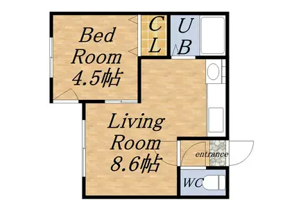 コートフローラ(1DK/1階)の間取り写真