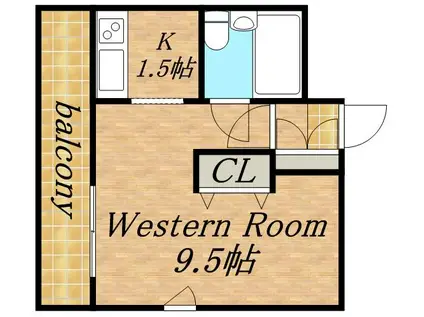 パールタウン大通(1K/5階)の間取り写真