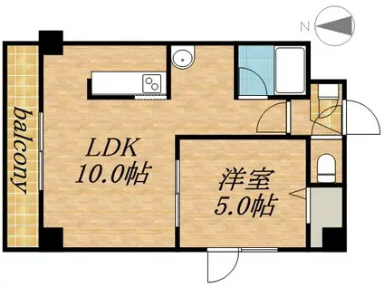 ドエル札幌南6条2(1LDK/5階)の間取り写真