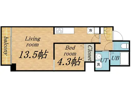 シェモア南1条(1LDK/6階)の間取り写真