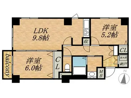 UURコート札幌南三条プレミアタワー(2LDK/17階)の間取り写真