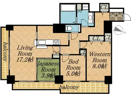 知事公館前タワーレジデンス(3LDK/21階)の間取り写真