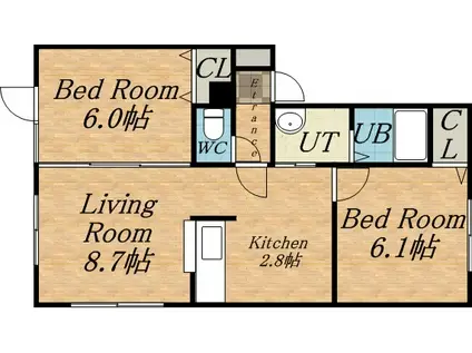 プリミエールサウス(2LDK/1階)の間取り写真