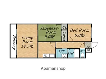 総業八軒ハイム(2LDK/4階)の間取り写真