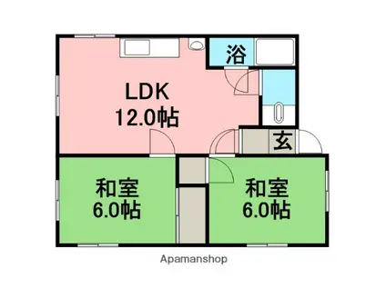 野呂田アパート513(2LDK/2階)の間取り写真