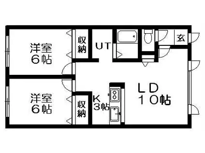 フリットコートニュー発寒(2LDK/3階)の間取り写真
