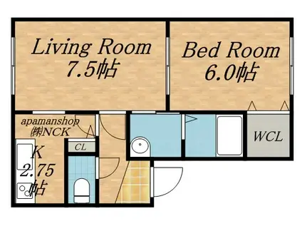 セジュール西野(1LDK/2階)の間取り写真