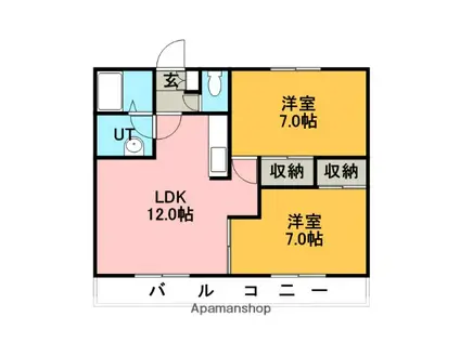 瀬比亜館パークヒルズ(2LDK/2階)の間取り写真