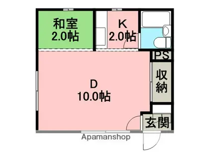 フジコーポ(1DK/2階)の間取り写真