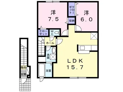 チェリーハイツⅣ(2LDK/2階)の間取り写真