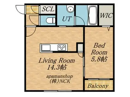 ヴィアラ山の手77(1LDK/4階)の間取り写真