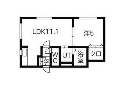モントクレア(1LDK/2階)の間取り写真