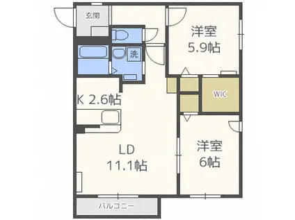 キャルム クラス(2LDK/2階)の間取り写真