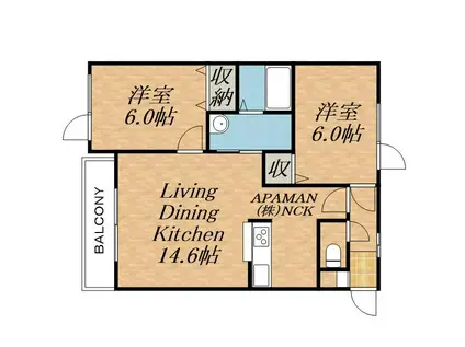 レラホープ稲積公園(2LDK/2階)の間取り写真
