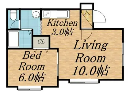 ピュア33(1LDK/2階)の間取り写真