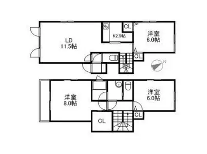 ジェンティーレ北公園(2LDK/1階)の間取り写真