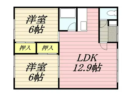 ハイツこぶし(2LDK/2階)の間取り写真