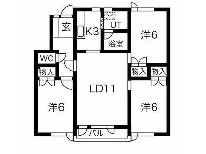 グリーンハイツF(3LDK/2階)の間取り写真