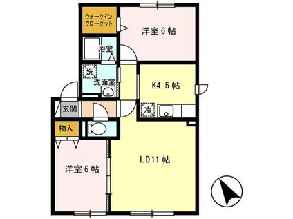 メゾン梅本(2LDK/2階)の間取り写真