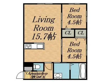 ONE STAGE琴似 確保近隣(2LDK/4階)の間取り写真