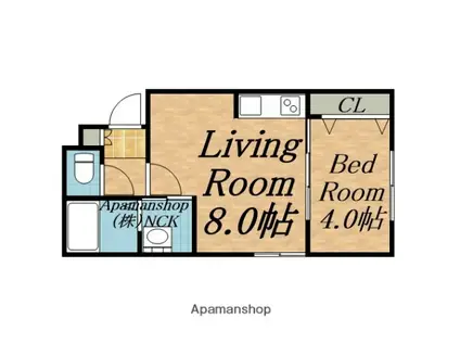 ラフィーネ発寒南(1LDK/4階)の間取り写真