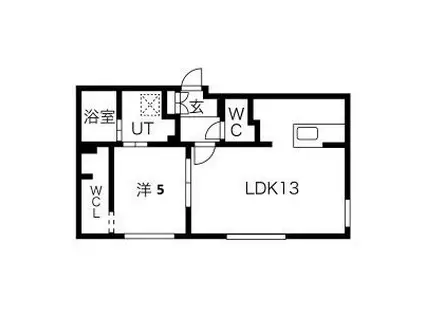 GEレジデンス琴似 GAー琴似2ー7MS A棟(1LDK/2階)の間取り写真