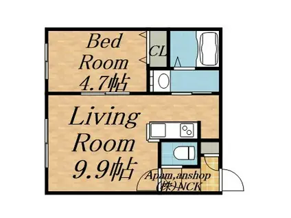 ENZO(1LDK/1階)の間取り写真