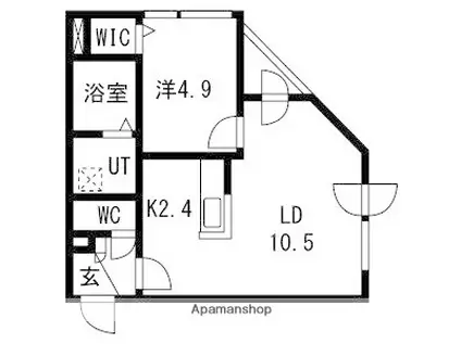 山の手3条1丁目(1LDK/4階)の間取り写真