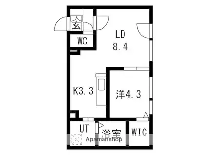 山の手3条1丁目(1LDK/4階)の間取り写真