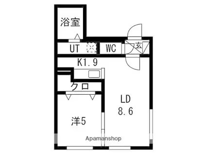 山の手3条1丁目(1LDK/4階)の間取り写真
