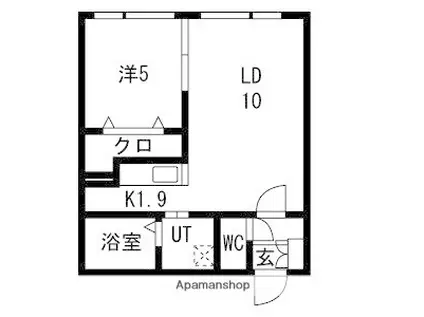 山の手3条1丁目(1LDK/3階)の間取り写真