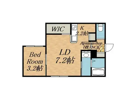 AQUA BLUE(1LDK/2階)の間取り写真