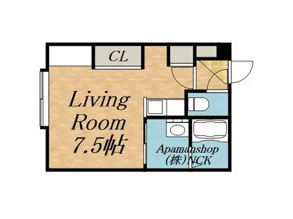 AQUA BLUE(1K/4階)の間取り写真