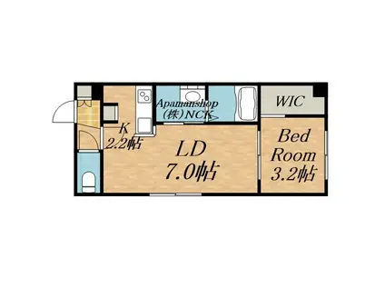 AQUA BLUE(1LDK/3階)の間取り写真