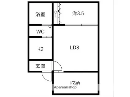 11条ビル(1LDK/1階)の間取り写真