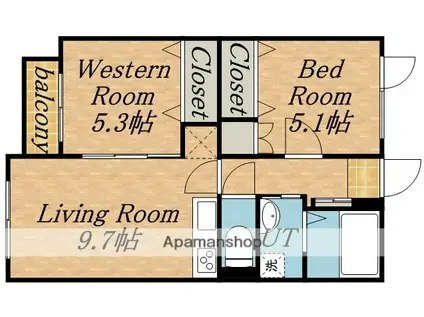 NEST円山(2LDK/1階)の間取り写真