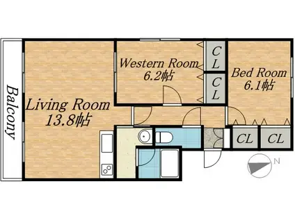 ル・ブランプルミエ(2LDK/3階)の間取り写真