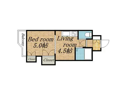 クレセント細川北25条(1DK/8階)の間取り写真