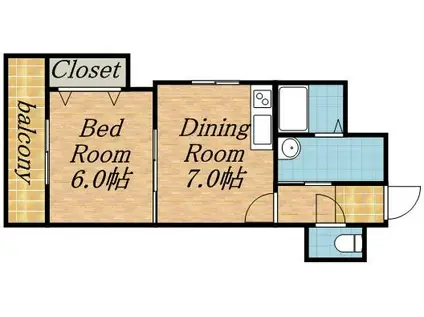 レジディア桑園(1DK/10階)の間取り写真