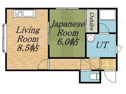 セントラルハイツ(1DK/2階)の間取り写真