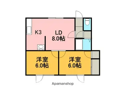 コーポ花和A(2LDK/1階)の間取り写真