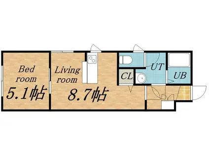 グランデ(1LDK/3階)の間取り写真