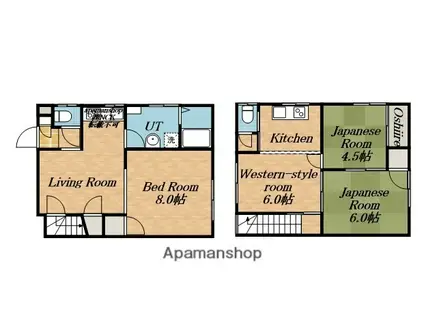 第3守ハウス(4LDK/1階)の間取り写真