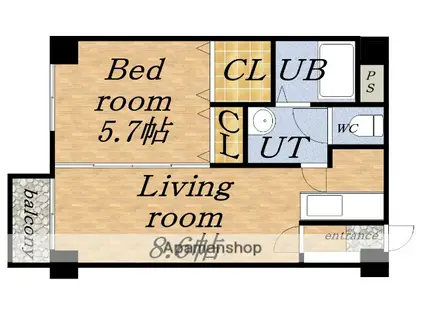 サントピア北大(1DK/5階)の間取り写真