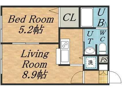 ブランノワールDECO(1DK/3階)の間取り写真
